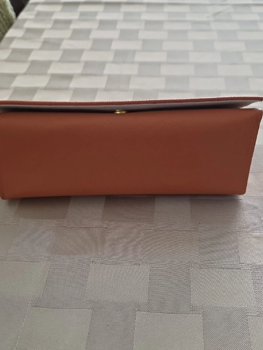 Tory Burch Orange Saffiano Eyeglasses Case with Gold Logo, EUC